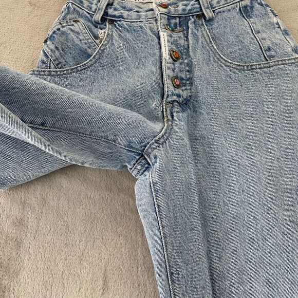 Z Cavaricci Jeans‎ Women 26 (Actual 24) Blue Acid Wash Rhinestone Button Fly VTG - Picture 9 of 16